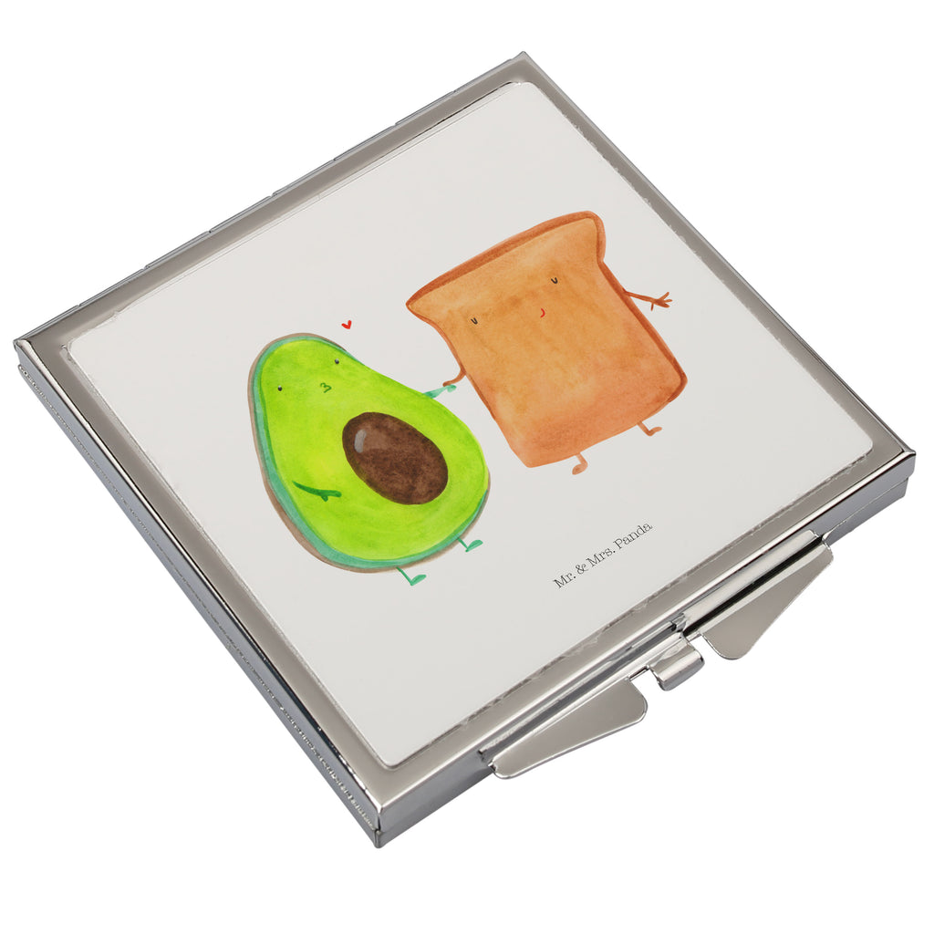 Handtaschenspiegel quadratisch Avocado + Toast Spiegel, Handtasche, Quadrat, silber, schminken, Schminkspiegel, Avocado, Veggie, Vegan, Gesund, Toast, Toastbrot, Liebespaar, Pärchen, Freund, Freundin, Verlobt, Verlobungsparty, Hochzeit, Hochzeitsgeschenk, Jahrestag, Jahrestagsgeschenk