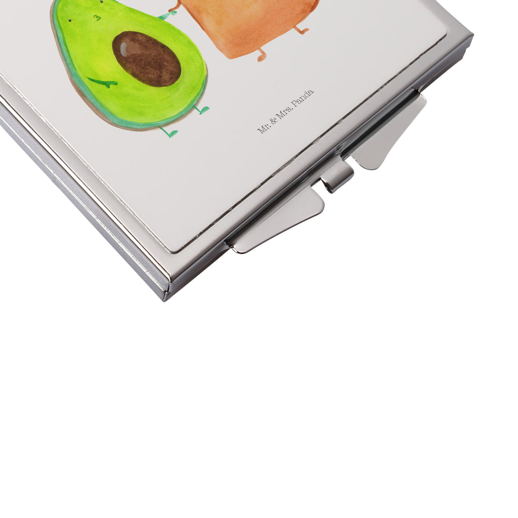 Handtaschenspiegel quadratisch Avocado + Toast Spiegel, Handtasche, Quadrat, silber, schminken, Schminkspiegel, Avocado, Veggie, Vegan, Gesund, Toast, Toastbrot, Liebespaar, Pärchen, Freund, Freundin, Verlobt, Verlobungsparty, Hochzeit, Hochzeitsgeschenk, Jahrestag, Jahrestagsgeschenk