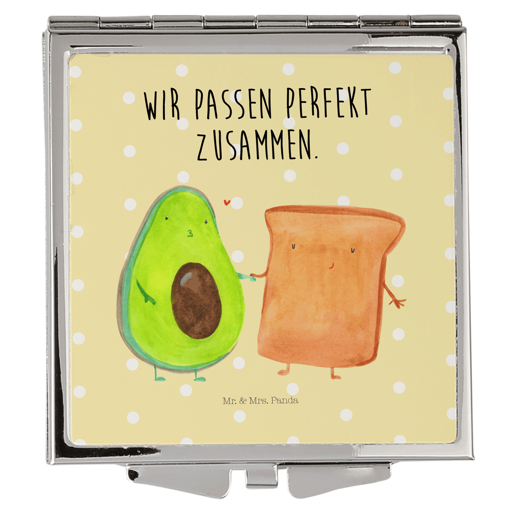 Handtaschenspiegel quadratisch Avocado + Toast Spiegel, Handtasche, Quadrat, silber, schminken, Schminkspiegel, Avocado, Veggie, Vegan, Gesund, Toast, Toastbrot, Liebespaar, Pärchen, Freund, Freundin, Verlobt, Verlobungsparty, Hochzeit, Hochzeitsgeschenk, Jahrestag, Jahrestagsgeschenk