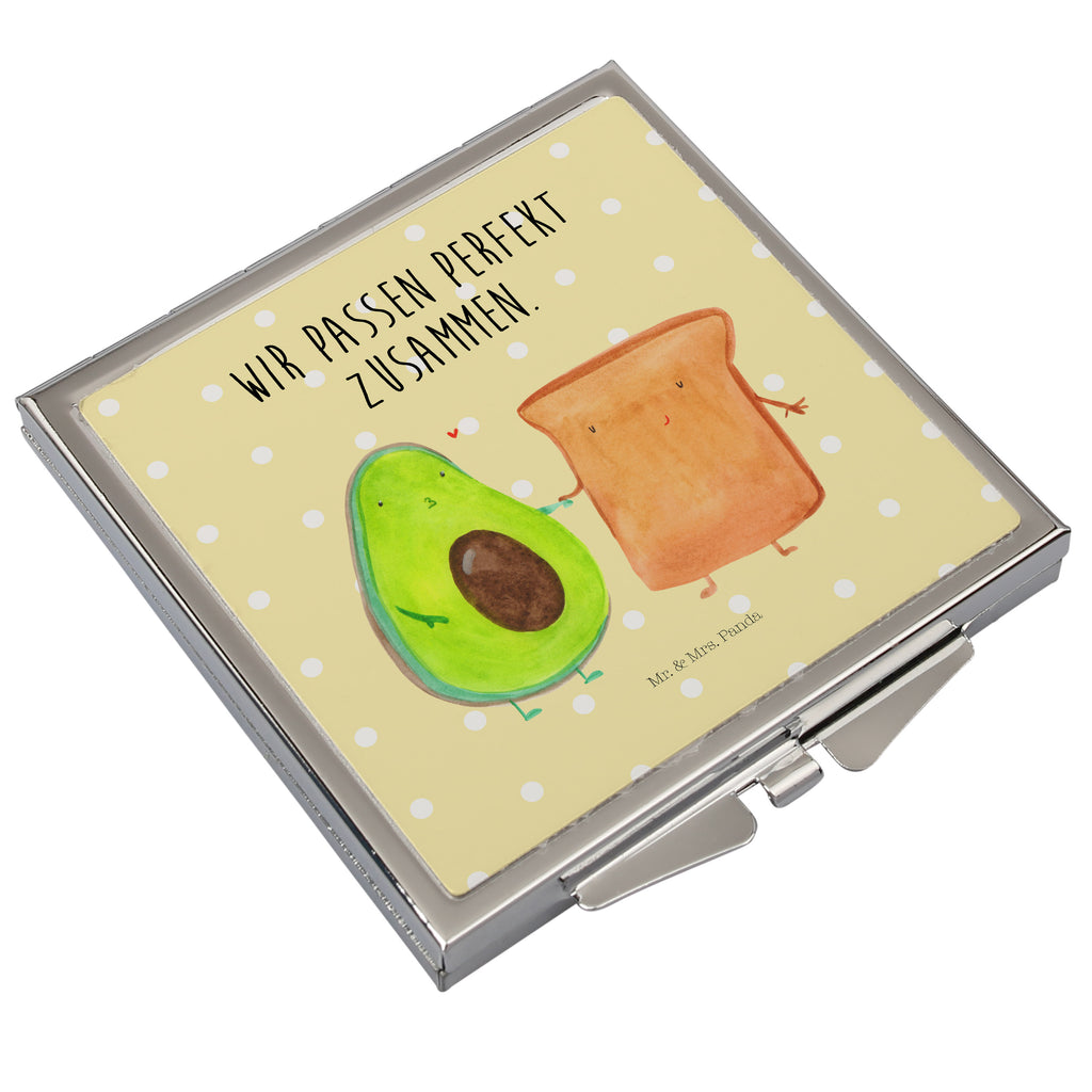 Handtaschenspiegel quadratisch Avocado + Toast Spiegel, Handtasche, Quadrat, silber, schminken, Schminkspiegel, Avocado, Veggie, Vegan, Gesund, Toast, Toastbrot, Liebespaar, Pärchen, Freund, Freundin, Verlobt, Verlobungsparty, Hochzeit, Hochzeitsgeschenk, Jahrestag, Jahrestagsgeschenk