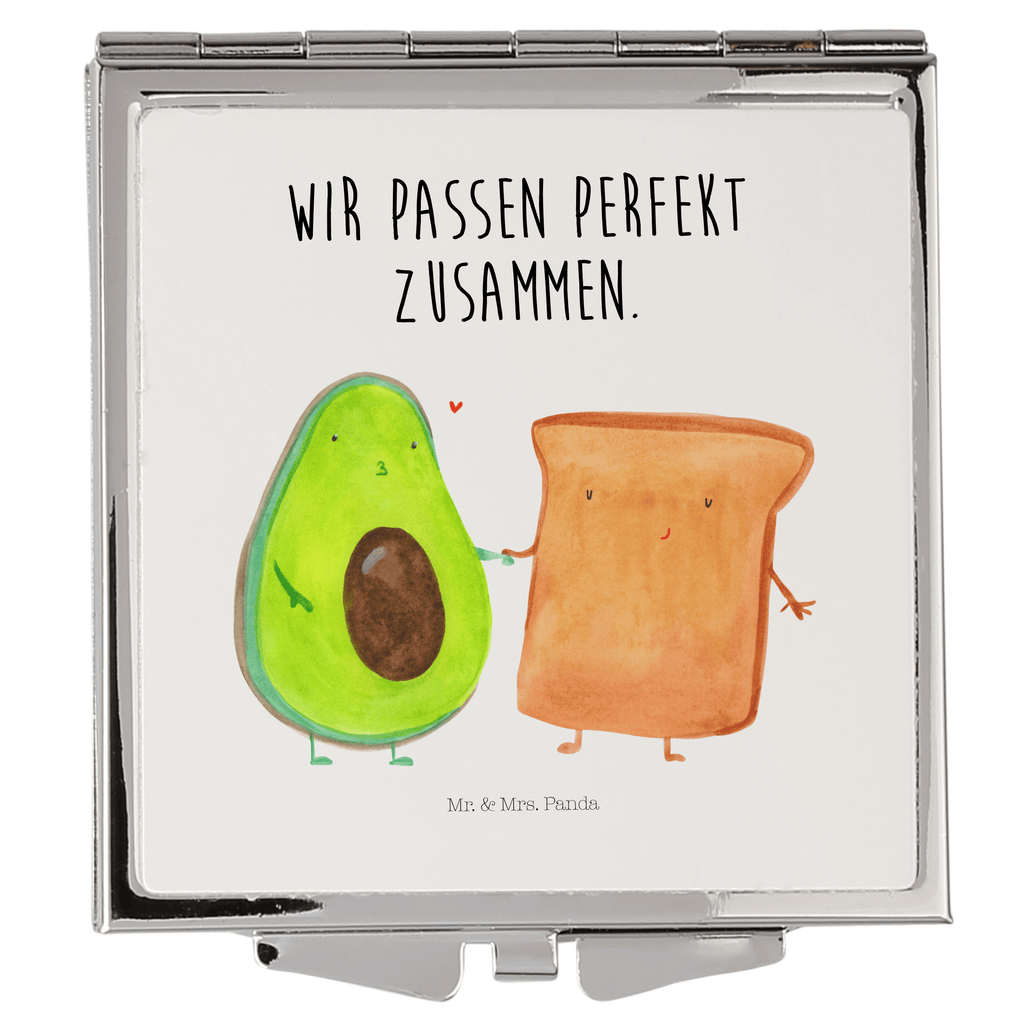 Handtaschenspiegel quadratisch Avocado + Toast Spiegel, Handtasche, Quadrat, silber, schminken, Schminkspiegel, Avocado, Veggie, Vegan, Gesund, Toast, Toastbrot, Liebespaar, Pärchen, Freund, Freundin, Verlobt, Verlobungsparty, Hochzeit, Hochzeitsgeschenk, Jahrestag, Jahrestagsgeschenk
