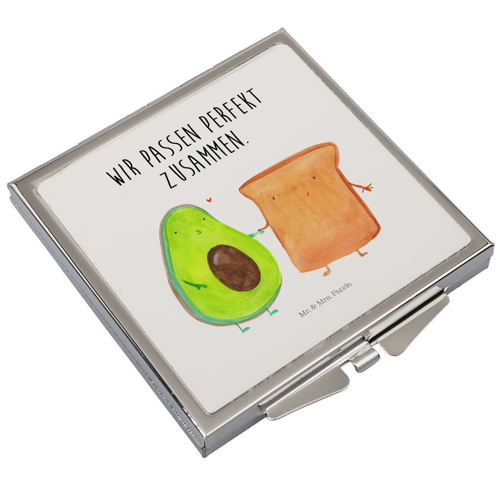 Handtaschenspiegel quadratisch Avocado + Toast Spiegel, Handtasche, Quadrat, silber, schminken, Schminkspiegel, Avocado, Veggie, Vegan, Gesund, Toast, Toastbrot, Liebespaar, Pärchen, Freund, Freundin, Verlobt, Verlobungsparty, Hochzeit, Hochzeitsgeschenk, Jahrestag, Jahrestagsgeschenk