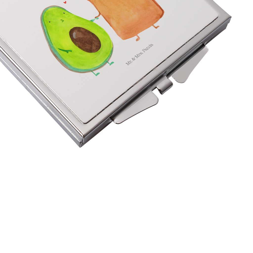 Handtaschenspiegel quadratisch Avocado + Toast Spiegel, Handtasche, Quadrat, silber, schminken, Schminkspiegel, Avocado, Veggie, Vegan, Gesund, Toast, Toastbrot, Liebespaar, Pärchen, Freund, Freundin, Verlobt, Verlobungsparty, Hochzeit, Hochzeitsgeschenk, Jahrestag, Jahrestagsgeschenk