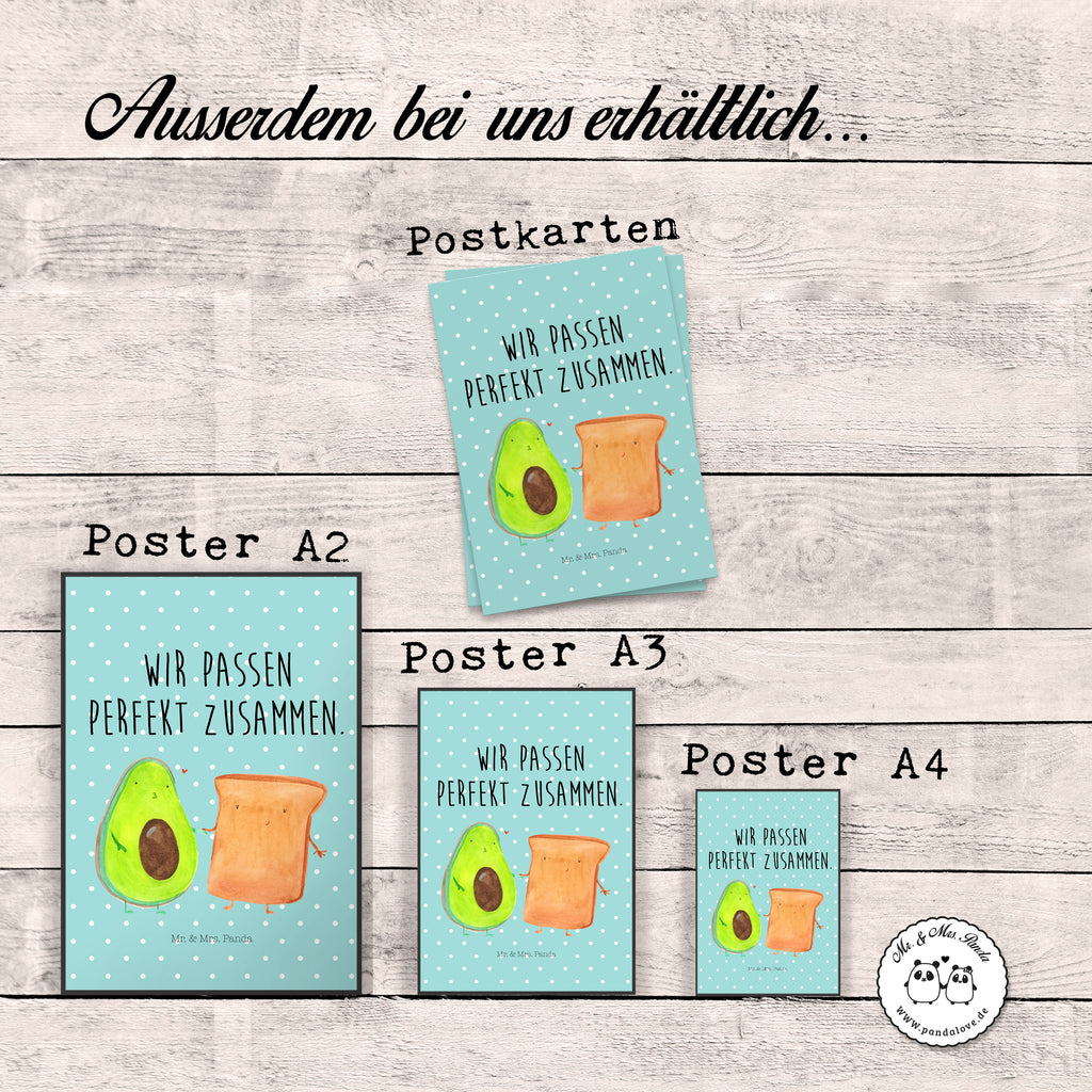 Poster Avocado + Toast Poster, Wandposter, Bild, Wanddeko, Küchenposter, Kinderposter, Wanddeko Bild, Raumdekoration, Wanddekoration, Handgemaltes Poster, Mr. & Mrs. Panda Poster, Designposter, Kunstdruck, Posterdruck, Avocado, Veggie, Vegan, Gesund, Toast, Toastbrot, Liebespaar, Pärchen, Freund, Freundin, Verlobt, Verlobungsparty, Hochzeit, Hochzeitsgeschenk, Jahrestag, Jahrestagsgeschenk