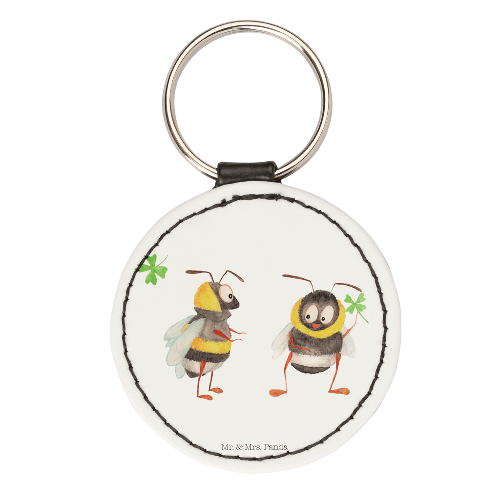 Rund Schlüsselanhänger Hummeln mit Kleeblatt Schlüsselanhänger, Anhänger, Taschenanhänger, Glücksbringer, Schutzengel, Tiermotive, Gute Laune, lustige Sprüche, Tiere, Hummel, Biene, Spruch positiv, Biene Deko, Spruch schön, glücklich sein, glücklich werden, Spruch fröhlich