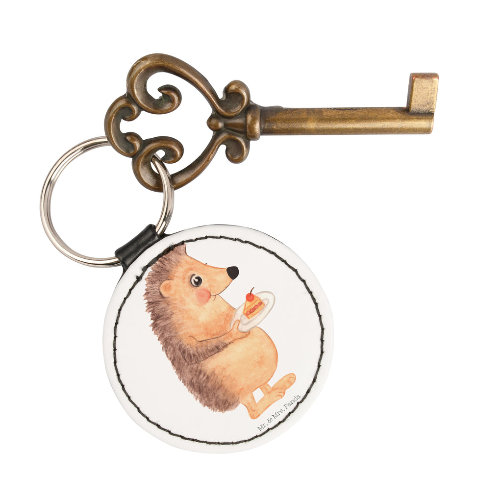 Rund Schlüsselanhänger Igel mit Kuchenstück Schlüsselanhänger, Anhänger, Taschenanhänger, Glücksbringer, Schutzengel, Tiermotive, Gute Laune, lustige Sprüche, Tiere, Igel, Essen Spruch, Kuchen, Backen Geschenk, Kuchen backen, Einladung Party, Geburtstagskuchen, Torte
