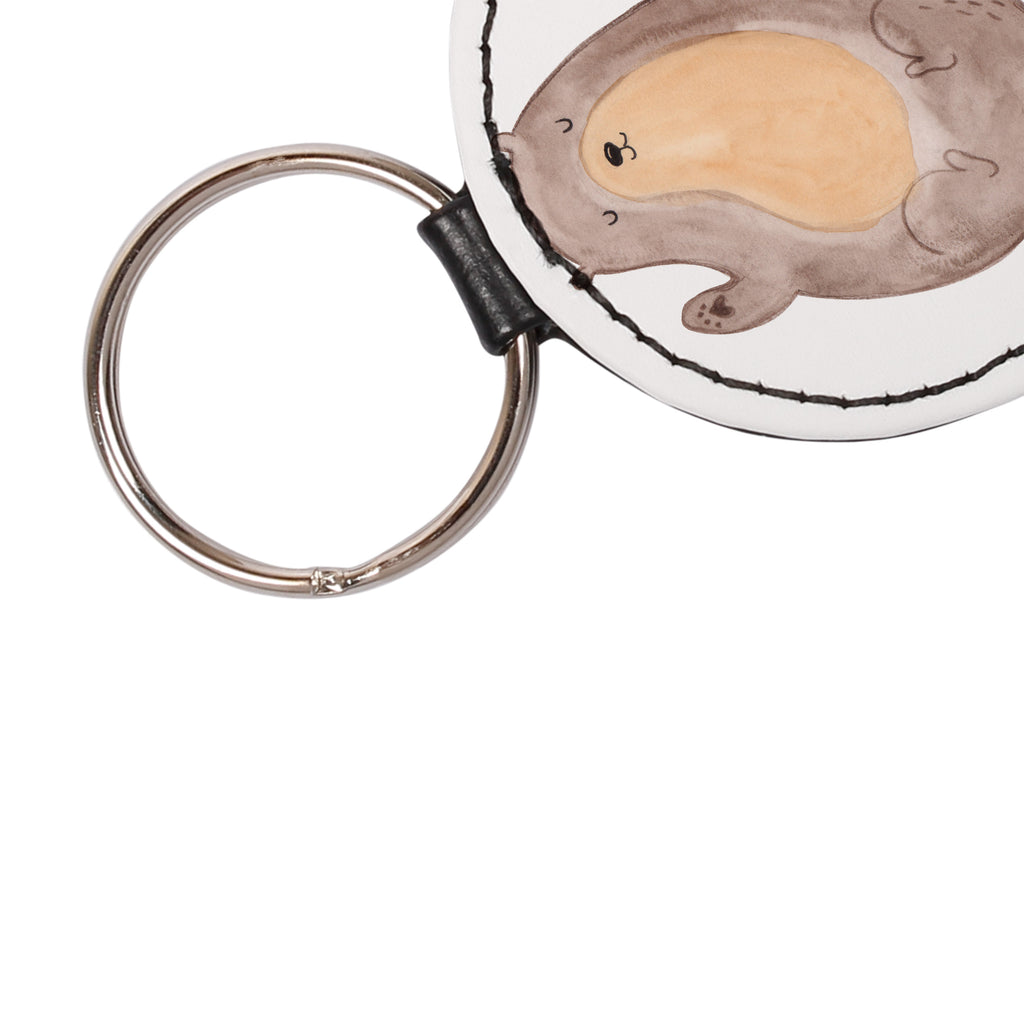 Rund Schlüsselanhänger Otter Umarmen Schlüsselanhänger, Anhänger, Taschenanhänger, Glücksbringer, Schutzengel, Otter, Fischotter, Seeotter, Otter Seeotter See Otter