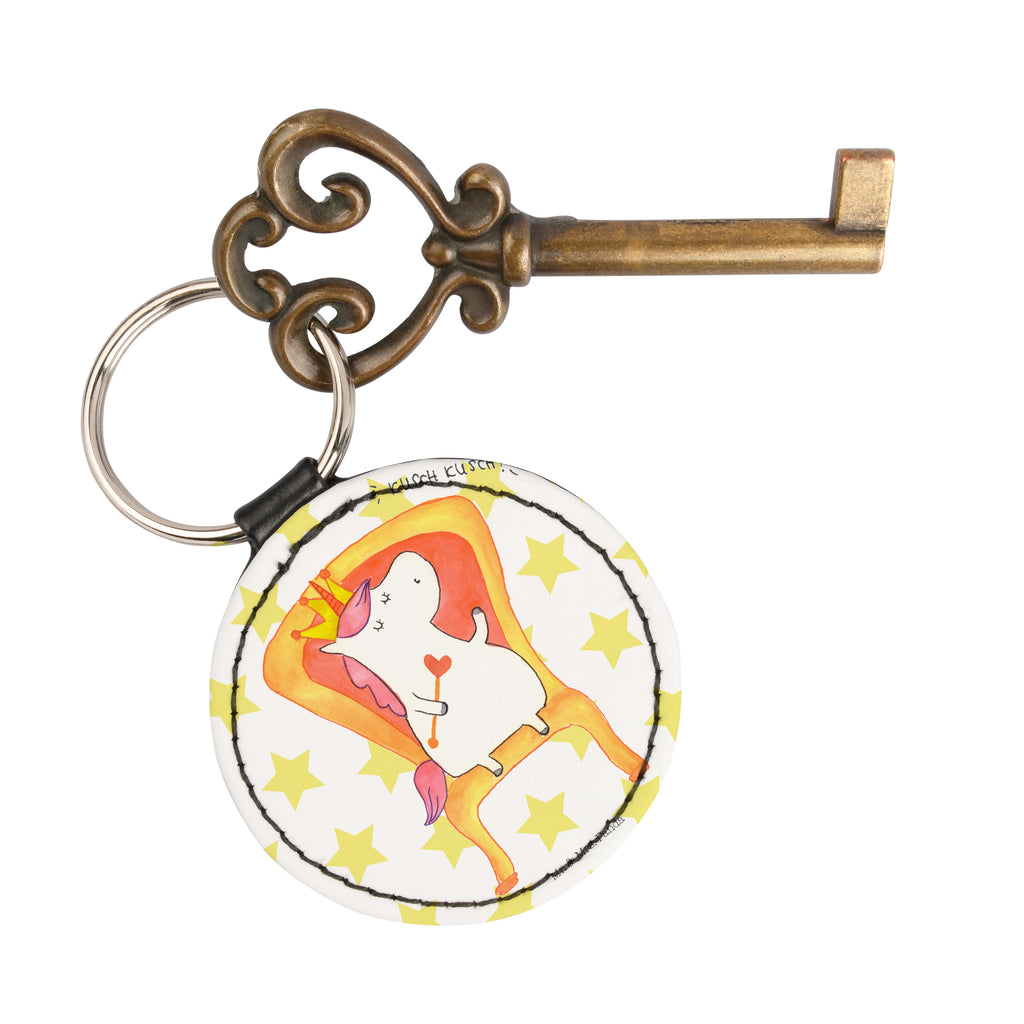Rund Schlüsselanhänger Einhorn König Schlüsselanhänger, Anhänger, Taschenanhänger, Glücksbringer, Schutzengel, Einhorn, Einhörner, Einhorn Deko, Pegasus, Unicorn, König, Präsident, Bundeskanzler, Herrscher, Kaiser, Prinzessin, Krone