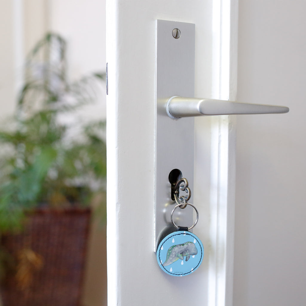 Rund Schlüsselanhänger Seekuh chillt Schlüsselanhänger, Anhänger, Taschenanhänger, Glücksbringer, Schutzengel, Meerestiere, Meer, Urlaub, Seekuh, Seekühe, Diät, Abnehmen, Zucker, Diätwahn, Essen, Süßigkeiten