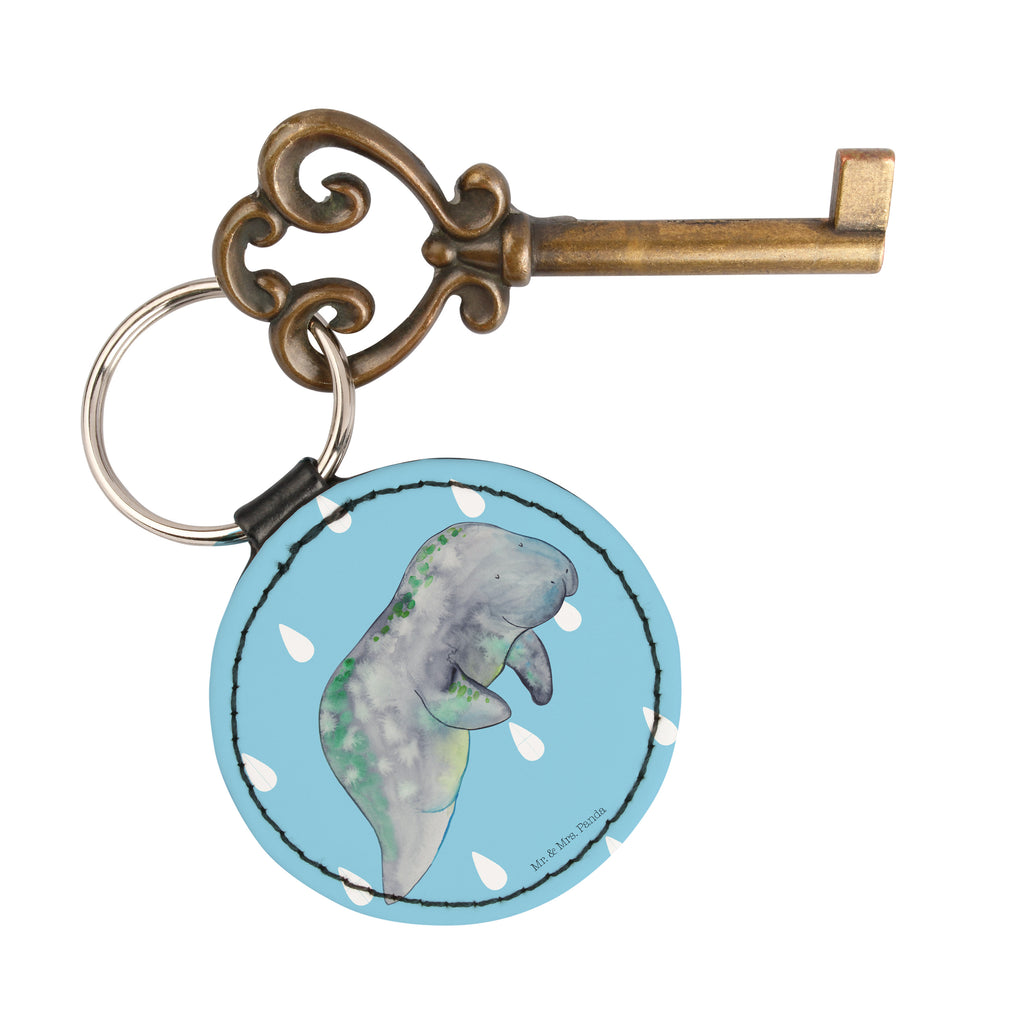 Rund Schlüsselanhänger Seekuh chillt Schlüsselanhänger, Anhänger, Taschenanhänger, Glücksbringer, Schutzengel, Meerestiere, Meer, Urlaub, Seekuh, Seekühe, Diät, Abnehmen, Zucker, Diätwahn, Essen, Süßigkeiten