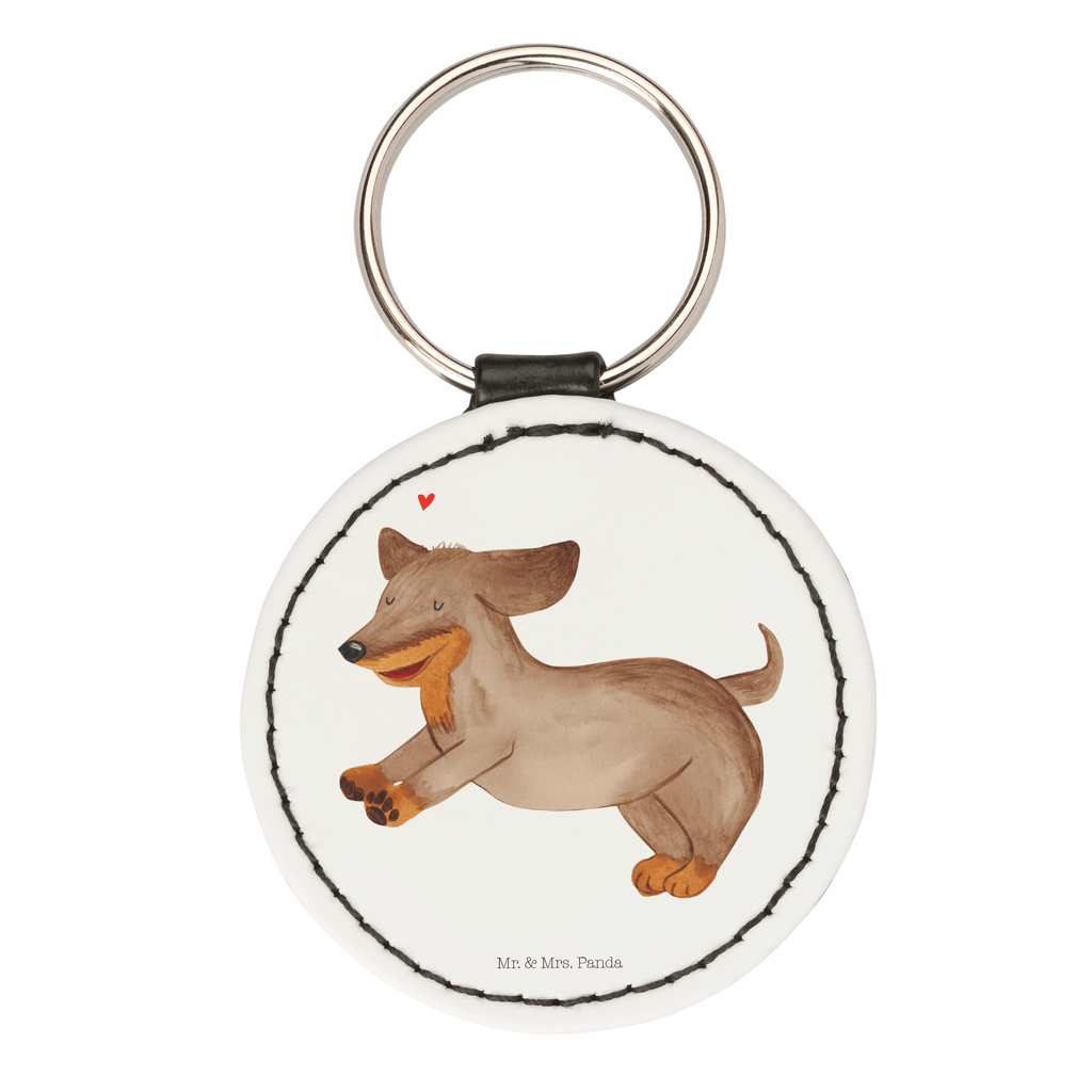 Rund Schlüsselanhänger Hund Dackel fröhlich Schlüsselanhänger, Anhänger, Taschenanhänger, Glücksbringer, Schutzengel, Hund, Hundemotiv, Haustier, Hunderasse, Tierliebhaber, Hundebesitzer, Sprüche, Hunde, Dackel, Dachshund, happy dog