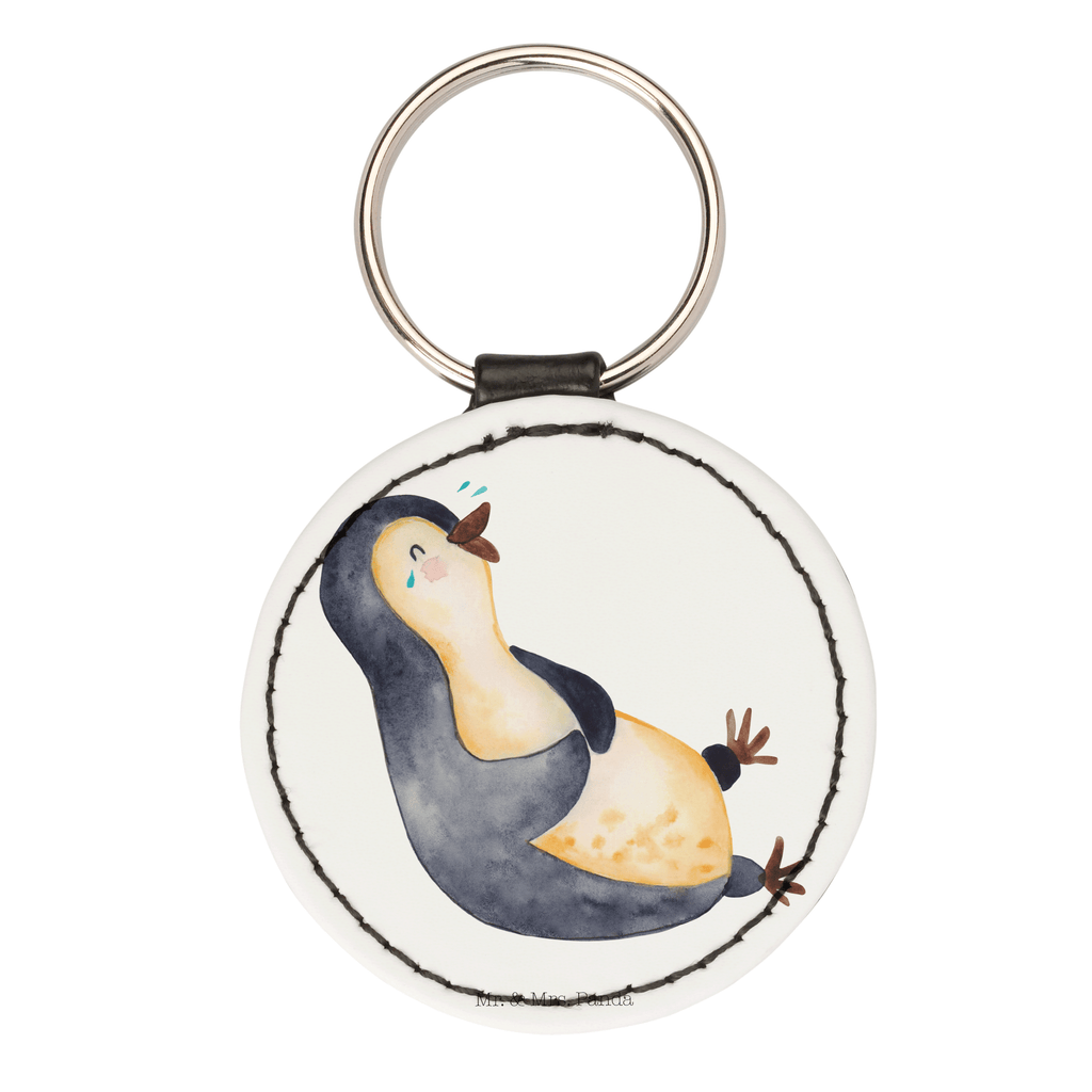 Rund Schlüsselanhänger Pinguin lachend Schlüsselanhänger, Anhänger, Taschenanhänger, Glücksbringer, Schutzengel, Pinguin, Pinguine, lustiger Spruch, Optimismus, Fröhlich, Lachen, Humor, Fröhlichkeit