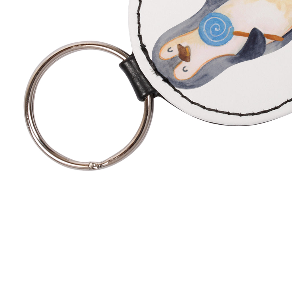 Rund Schlüsselanhänger Pinguin Lolli Schlüsselanhänger, Anhänger, Taschenanhänger, Glücksbringer, Schutzengel, Pinguin, Pinguine, Lolli, Süßigkeiten, Blödsinn, Spruch, Rebell, Gauner, Ganove, Rabauke