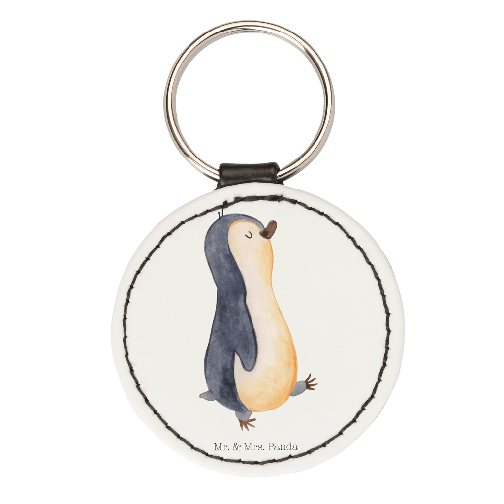 Rund Schlüsselanhänger Pinguin marschierend Schlüsselanhänger, Anhänger, Taschenanhänger, Glücksbringer, Schutzengel, Pinguin, Pinguine, Frühaufsteher, Langschläfer, Bruder, Schwester, Familie