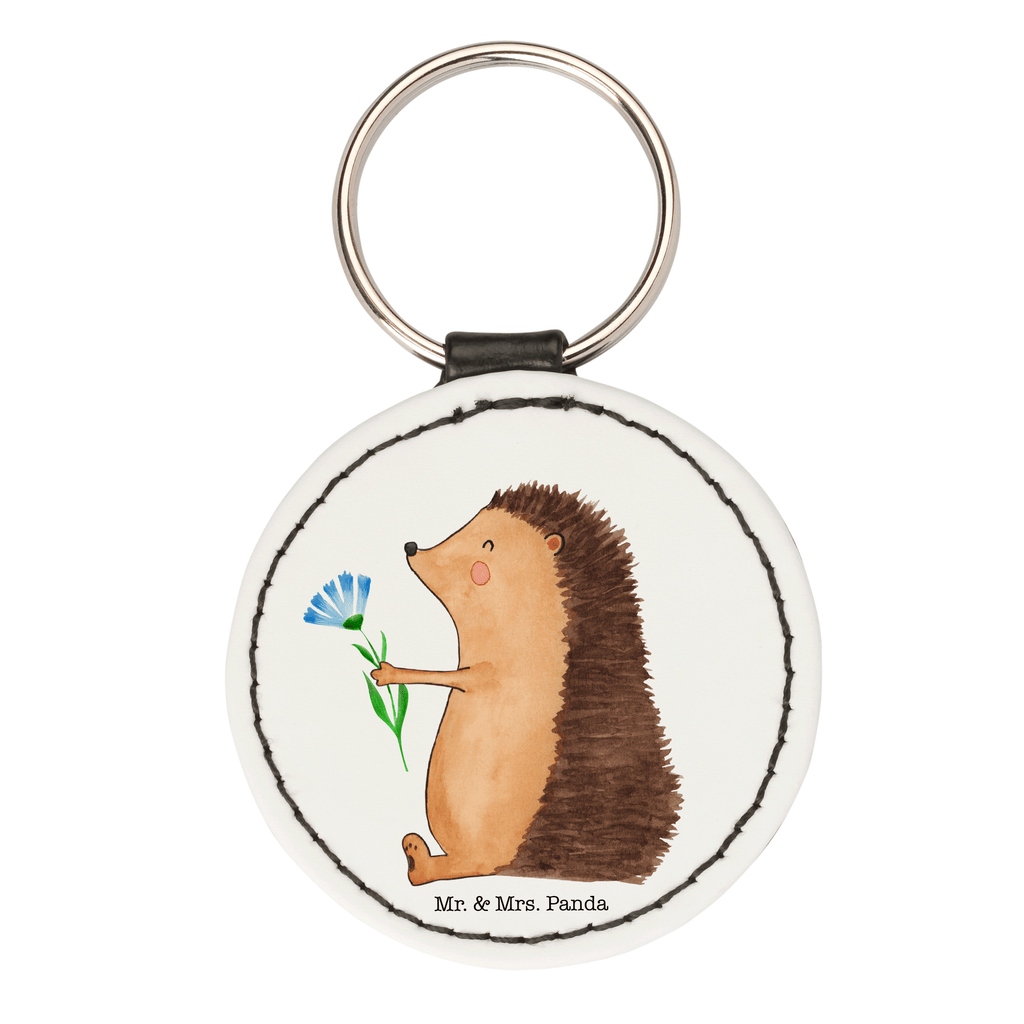 Rund Schlüsselanhänger Igel mit Blume Schlüsselanhänger, Anhänger, Taschenanhänger, Glücksbringer, Schutzengel, Tiermotive, Gute Laune, lustige Sprüche, Tiere, Igel, Gute Besserung, Genesungswünsche, Krankheit, Krankenhaus, krank, Besuch
