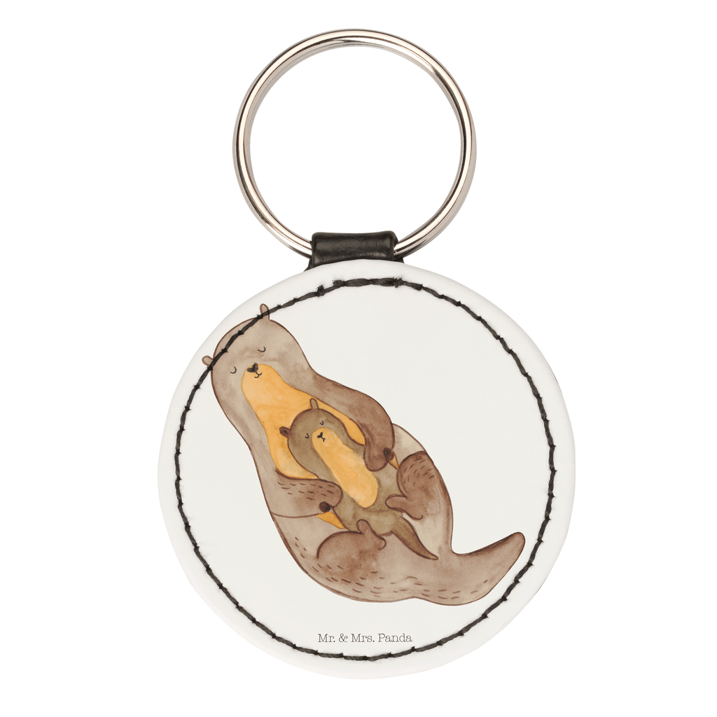 Rund Schlüsselanhänger Otter mit Kind Schlüsselanhänger, Anhänger, Taschenanhänger, Glücksbringer, Schutzengel, Otter, Fischotter, Seeotter, Otter Seeotter See Otter