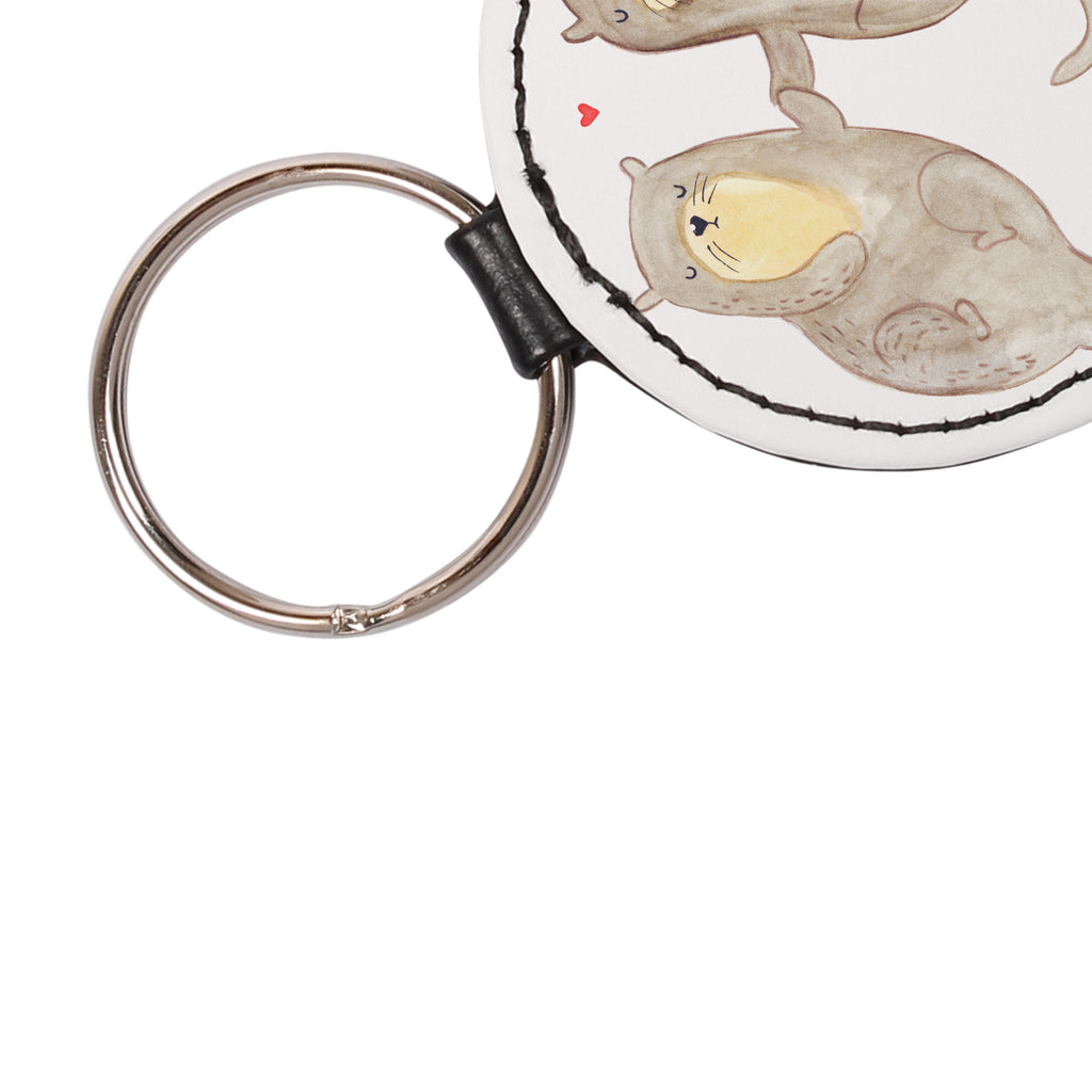 Rund Schlüsselanhänger Otter händchenhaltend Schlüsselanhänger, Anhänger, Taschenanhänger, Glücksbringer, Schutzengel, Otter, Fischotter, Seeotter, Otter Seeotter See Otter