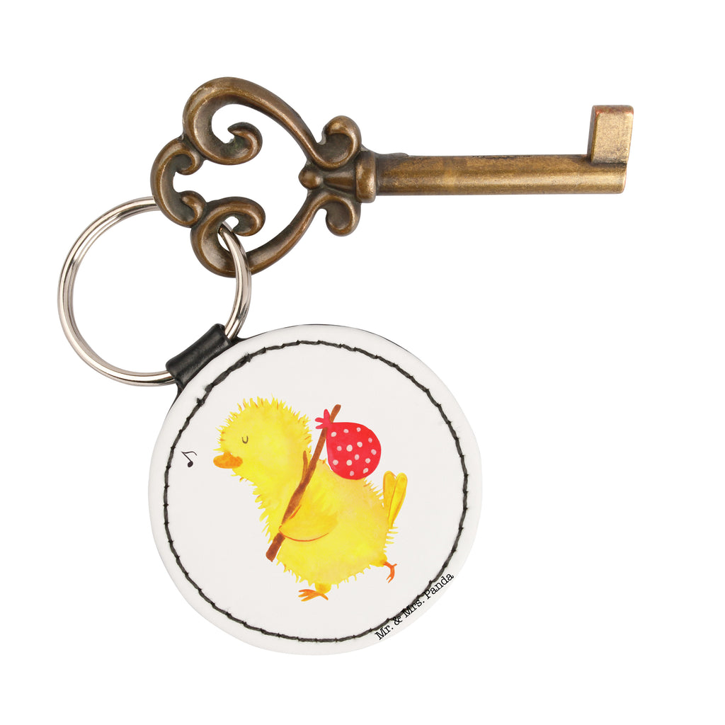 Rund Schlüsselanhänger Küken Wanderer Schlüsselanhänger, Anhänger, Taschenanhänger, Glücksbringer, Schutzengel, Ostern, Osterhase, Ostergeschenke, Osternest, Osterdeko, Geschenk zu Ostern, Küken, Osterei, Ostereier, Ei, Frühlingsgefühle, Freude, Grüße, liebe Grüße, Frohe Ostern, Ostergrüße, Flausen, Wunder, Reisen, Weltenbummler, Zeit, Zeitmanagement, Backpacker