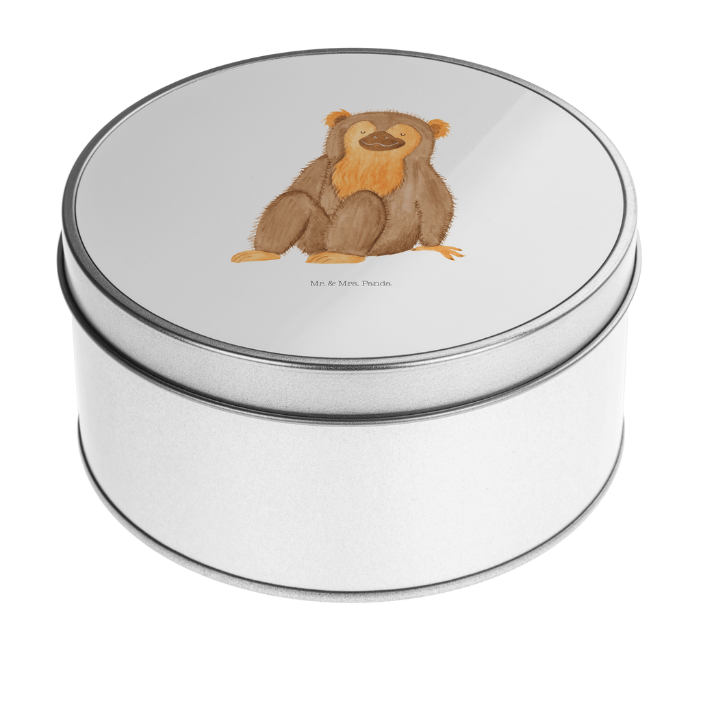 Blechdose rund Affe Metalldose, Keksdose, Dose, Vorratsdose, Geschenkbox, Afrika, Wildtiere, Affe, Äffchen, Affen, Selbstliebe, Respekt, Motivation, Selbstachtung, Liebe, Selbstbewusstsein, Selfcare