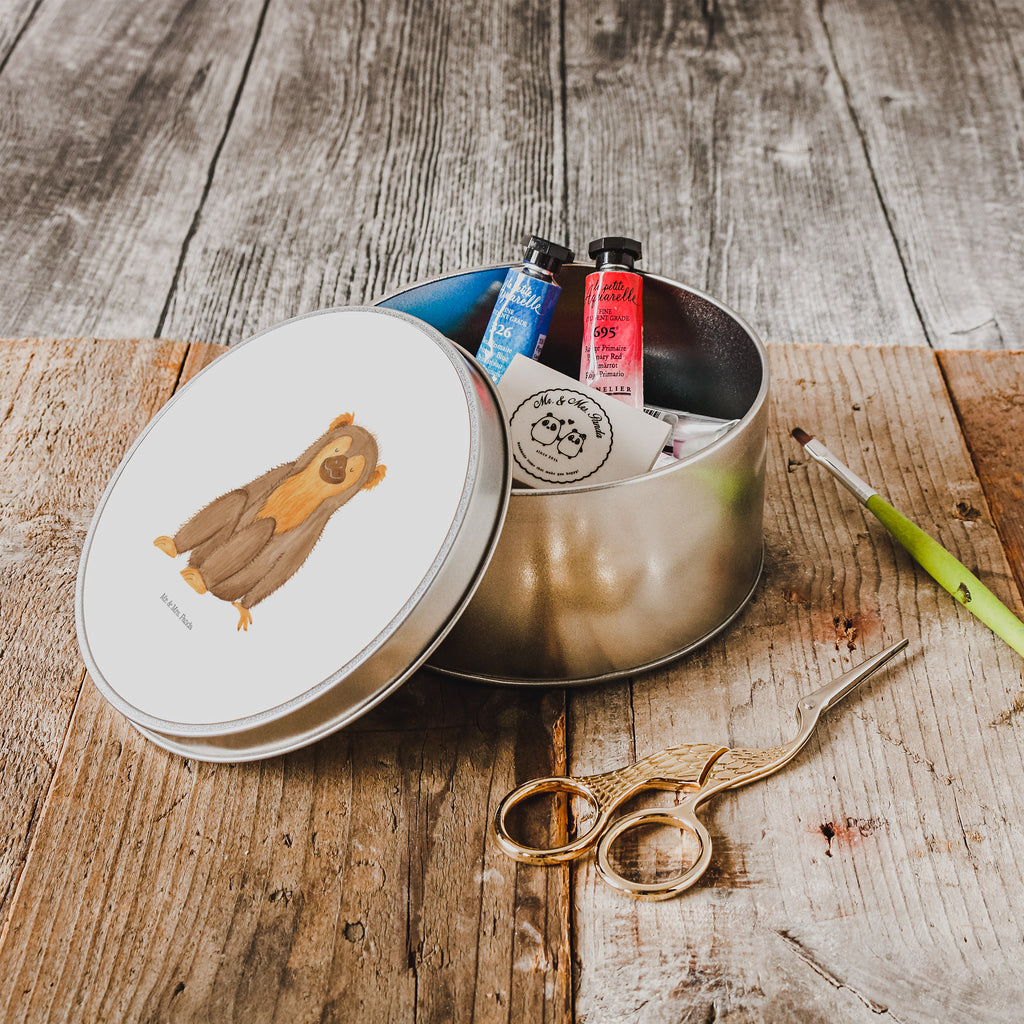 Blechdose rund Affe Metalldose, Keksdose, Dose, Vorratsdose, Geschenkbox, Afrika, Wildtiere, Affe, Äffchen, Affen, Selbstliebe, Respekt, Motivation, Selbstachtung, Liebe, Selbstbewusstsein, Selfcare