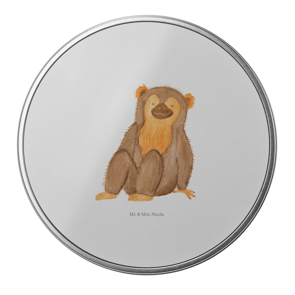 Blechdose rund Affe Metalldose, Keksdose, Dose, Vorratsdose, Geschenkbox, Afrika, Wildtiere, Affe, Äffchen, Affen, Selbstliebe, Respekt, Motivation, Selbstachtung, Liebe, Selbstbewusstsein, Selfcare