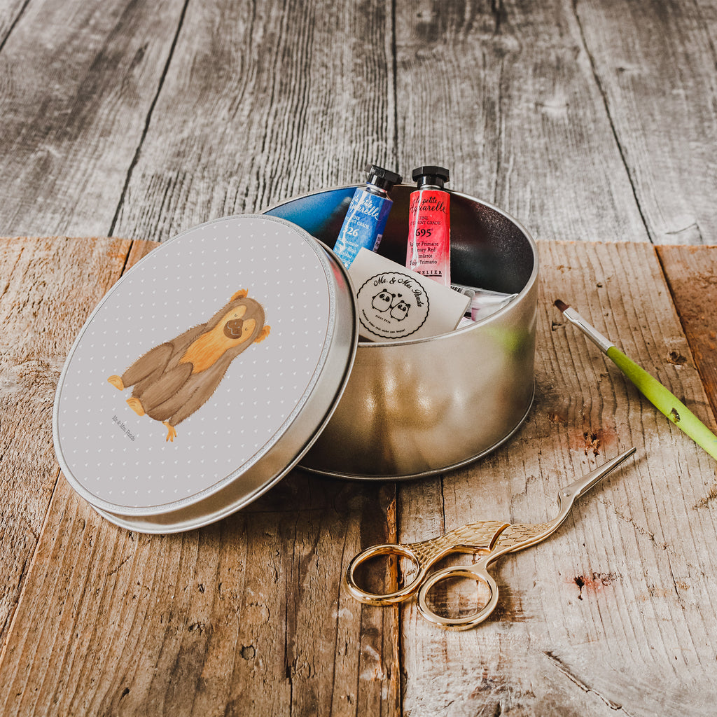 Blechdose rund Affe Metalldose, Keksdose, Dose, Vorratsdose, Geschenkbox, Afrika, Wildtiere, Affe, Äffchen, Affen, Selbstliebe, Respekt, Motivation, Selbstachtung, Liebe, Selbstbewusstsein, Selfcare