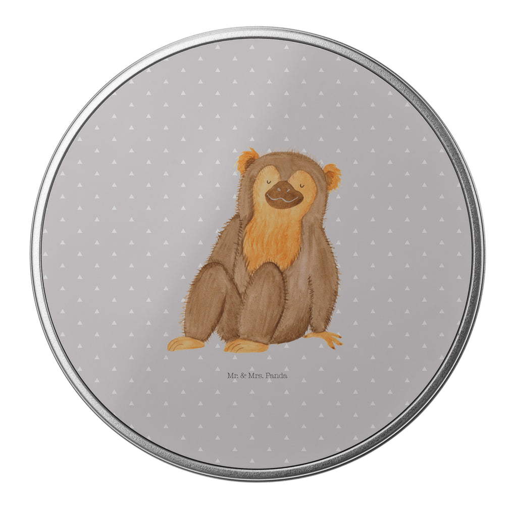 Blechdose rund Affe Metalldose, Keksdose, Dose, Vorratsdose, Geschenkbox, Afrika, Wildtiere, Affe, Äffchen, Affen, Selbstliebe, Respekt, Motivation, Selbstachtung, Liebe, Selbstbewusstsein, Selfcare