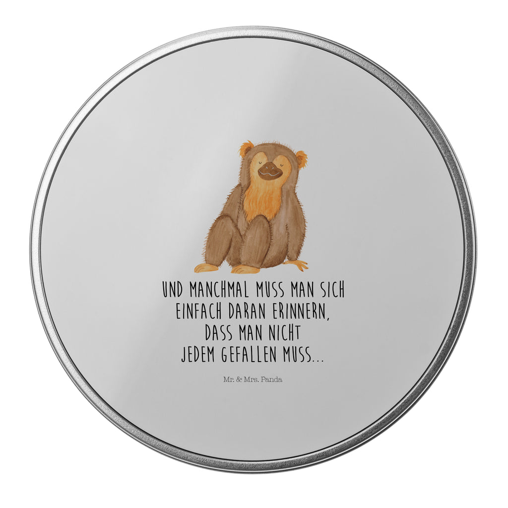 Blechdose rund Affe Metalldose, Keksdose, Dose, Vorratsdose, Geschenkbox, Afrika, Wildtiere, Affe, Äffchen, Affen, Selbstliebe, Respekt, Motivation, Selbstachtung, Liebe, Selbstbewusstsein, Selfcare
