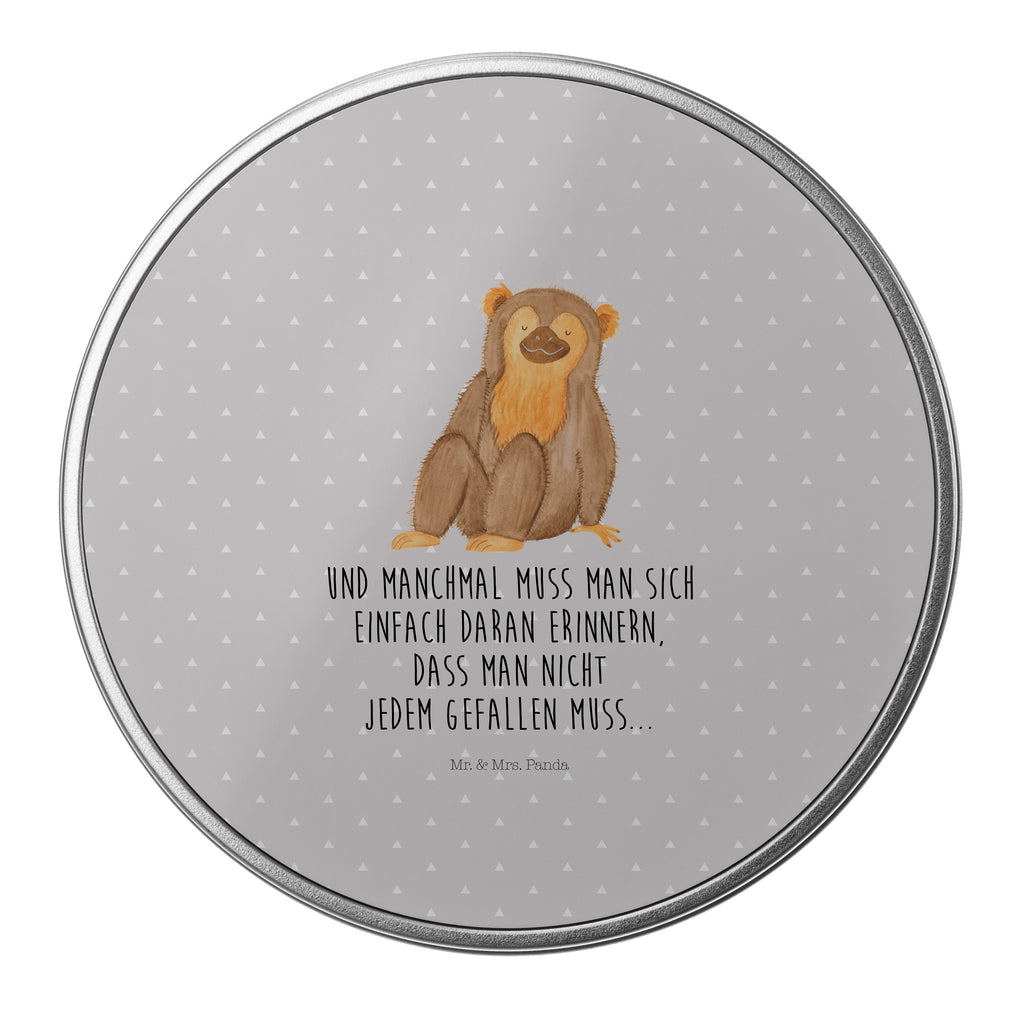 Blechdose rund Affe Metalldose, Keksdose, Dose, Vorratsdose, Geschenkbox, Afrika, Wildtiere, Affe, Äffchen, Affen, Selbstliebe, Respekt, Motivation, Selbstachtung, Liebe, Selbstbewusstsein, Selfcare