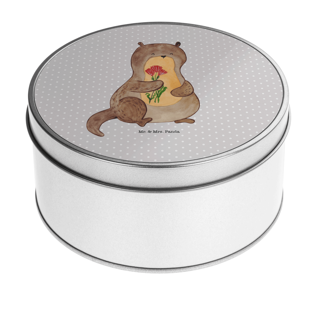 Blechdose rund Otter Blumenstrauß Metalldose, Keksdose, Dose, Vorratsdose, Geschenkbox, Otter, Fischotter, Seeotter, Otter Seeotter See Otter