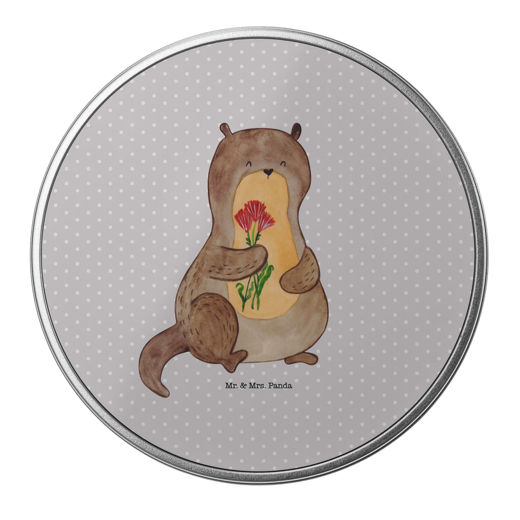 Blechdose rund Otter Blumenstrauß Metalldose, Keksdose, Dose, Vorratsdose, Geschenkbox, Otter, Fischotter, Seeotter, Otter Seeotter See Otter