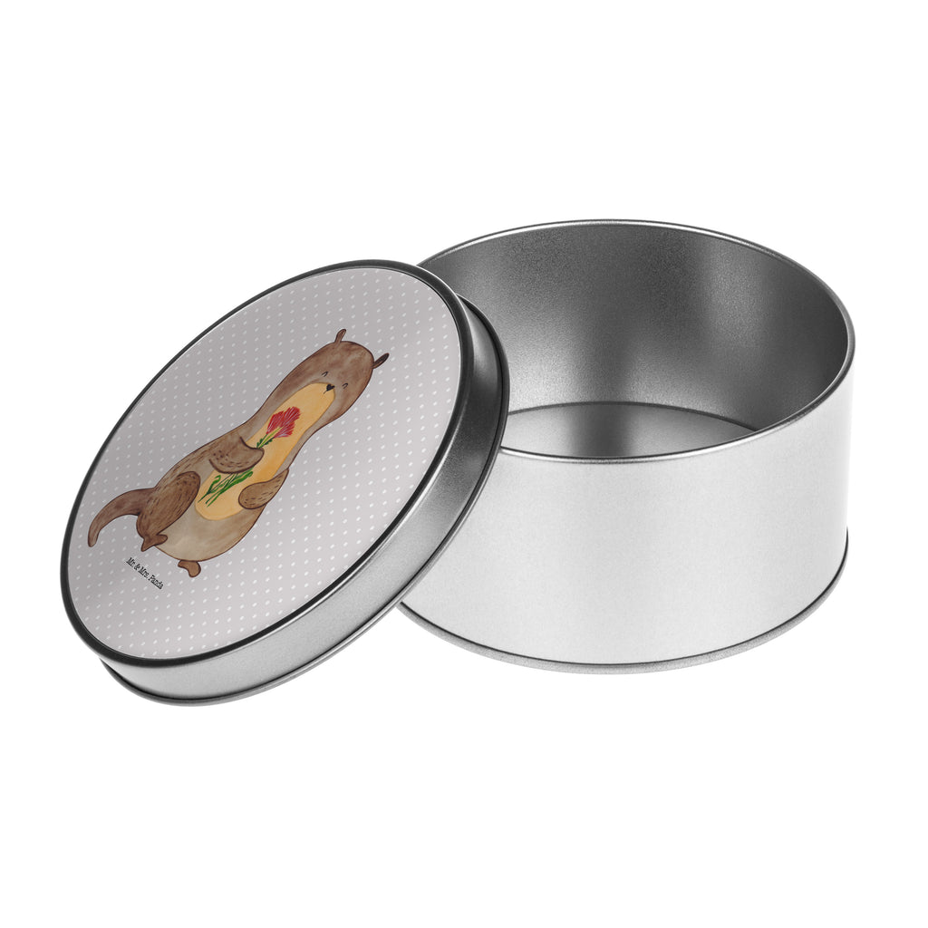 Blechdose rund Otter Blumenstrauß Metalldose, Keksdose, Dose, Vorratsdose, Geschenkbox, Otter, Fischotter, Seeotter, Otter Seeotter See Otter