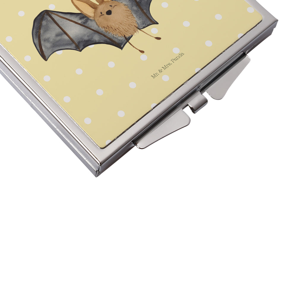 Handtaschenspiegel quadratisch Fledermaus Flügel Spiegel, Handtasche, Quadrat, silber, schminken, Schminkspiegel, Tiermotive, Gute Laune, lustige Sprüche, Tiere