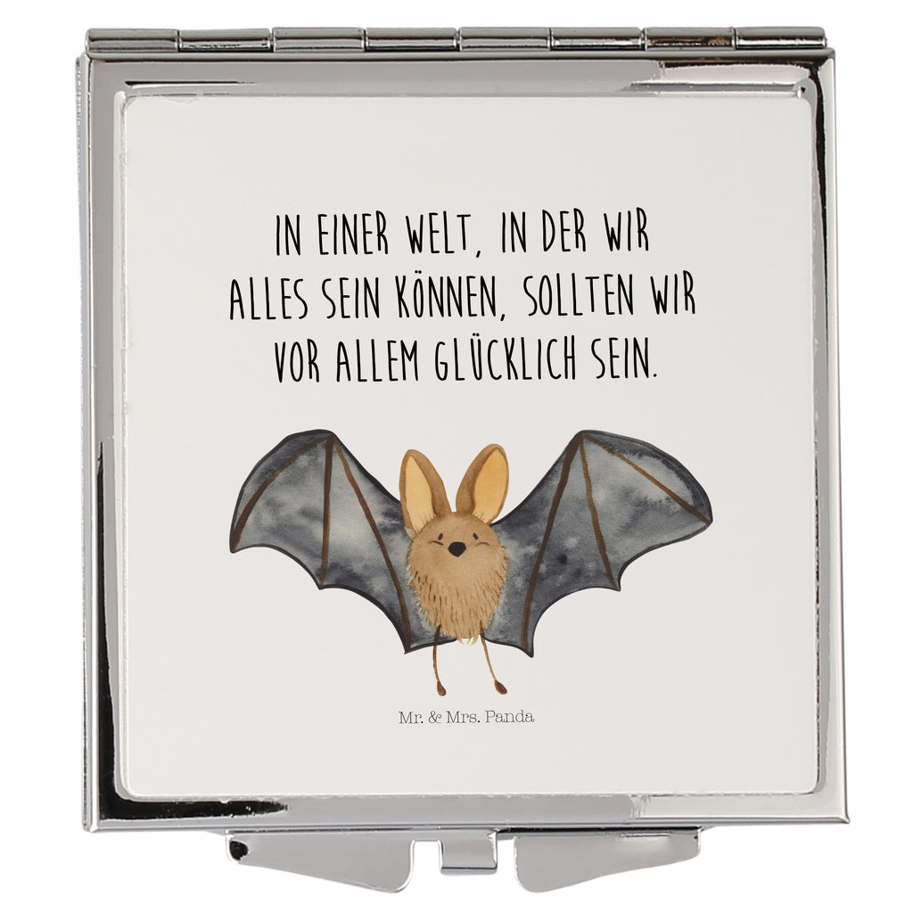 Handtaschenspiegel quadratisch Fledermaus Flügel Spiegel, Handtasche, Quadrat, silber, schminken, Schminkspiegel, Tiermotive, Gute Laune, lustige Sprüche, Tiere