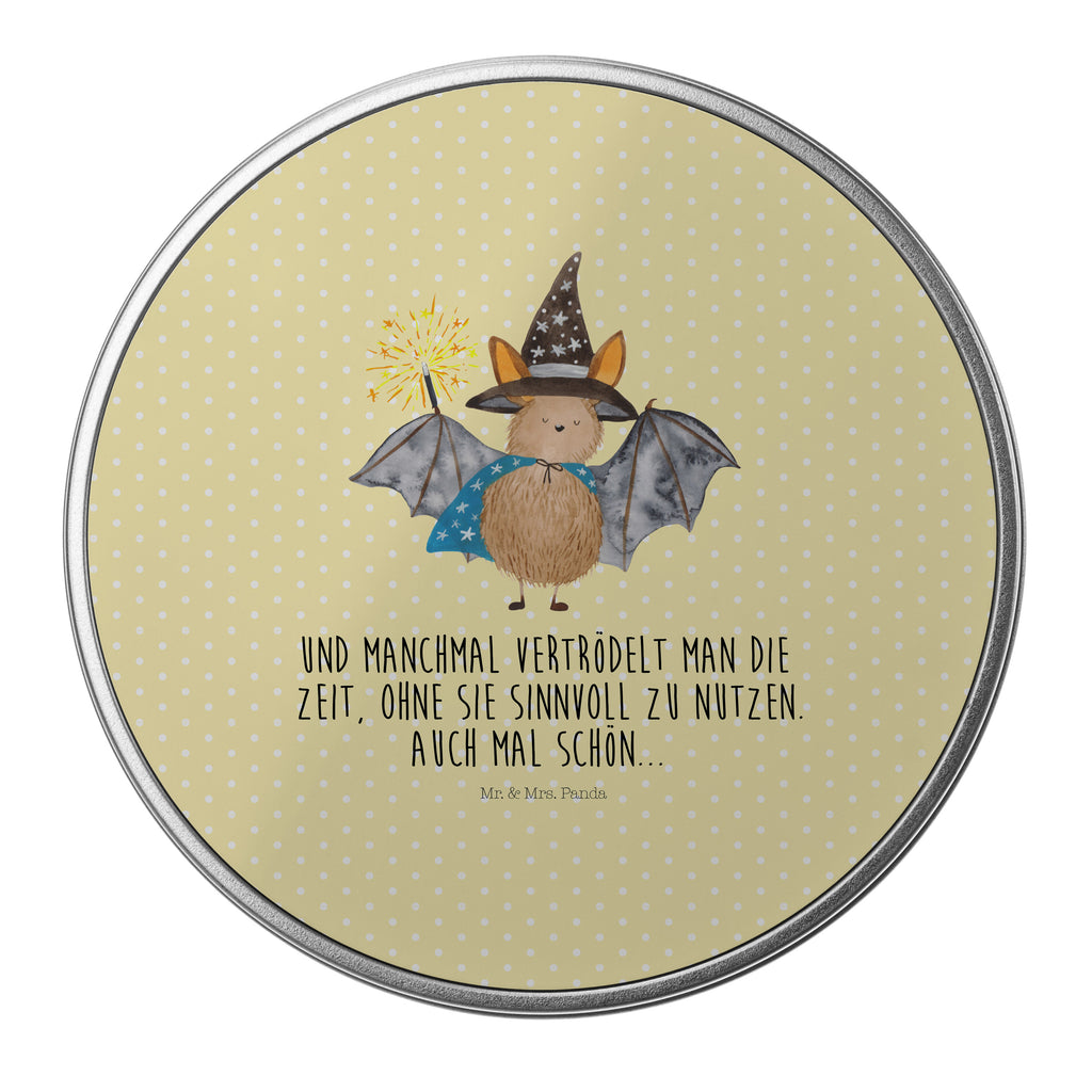 Blechdose rund Fledermaus Zauberer Metalldose, Keksdose, Dose, Vorratsdose, Geschenkbox, Tiermotive, Gute Laune, lustige Sprüche, Tiere, Fledermaus, Fledermäuse, Zauberer, Magier, Frauen, reinsteigern