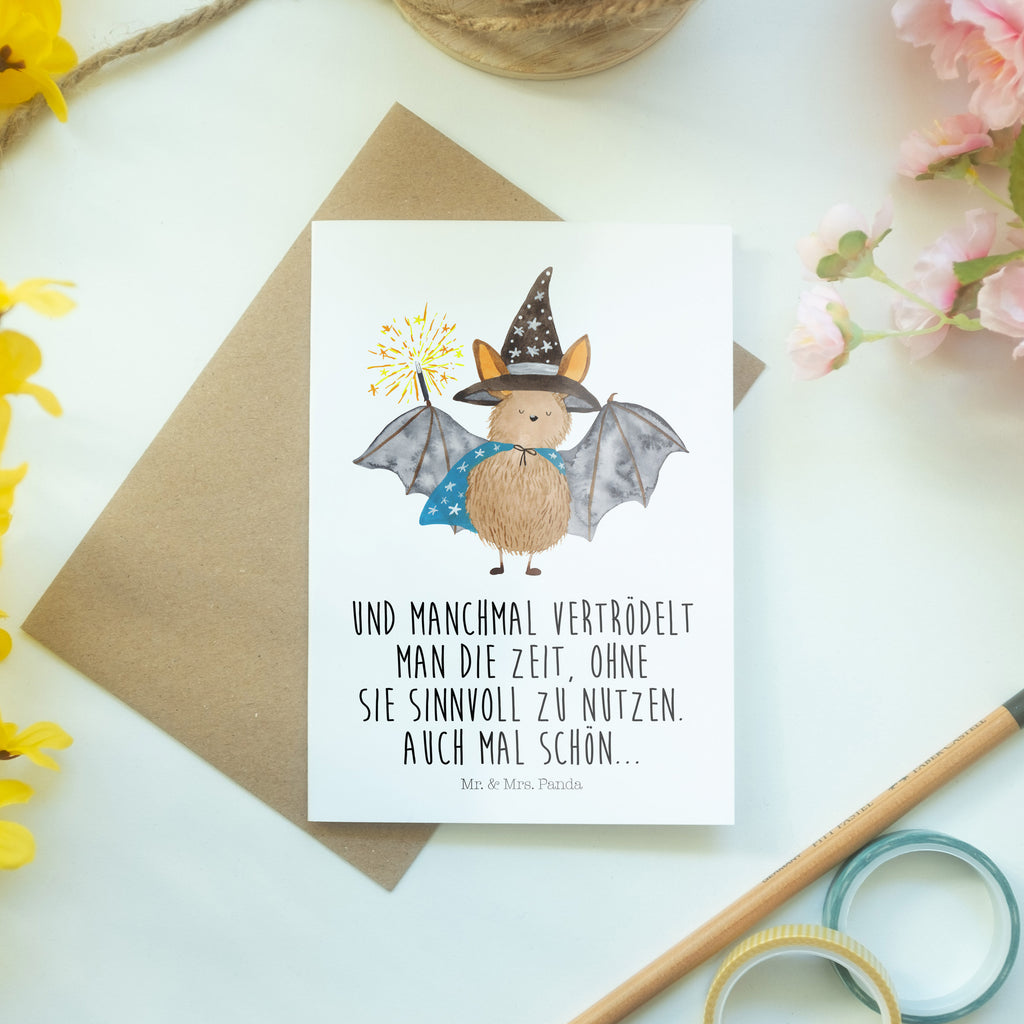 Grußkarte Fledermaus Zauberer Klappkarte, Einladungskarte, Glückwunschkarte, Hochzeitskarte, Geburtstagskarte, Karte, Tiermotive, Gute Laune, lustige Sprüche, Tiere, Fledermaus, Fledermäuse, Zauberer, Magier, Frauen, reinsteigern