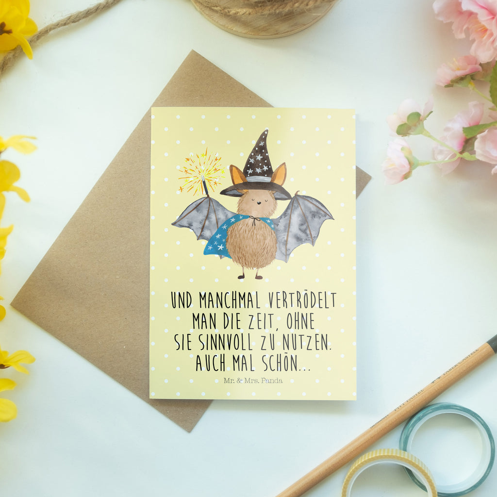 Grußkarte Fledermaus Zauberer Klappkarte, Einladungskarte, Glückwunschkarte, Hochzeitskarte, Geburtstagskarte, Karte, Tiermotive, Gute Laune, lustige Sprüche, Tiere, Fledermaus, Fledermäuse, Zauberer, Magier, Frauen, reinsteigern