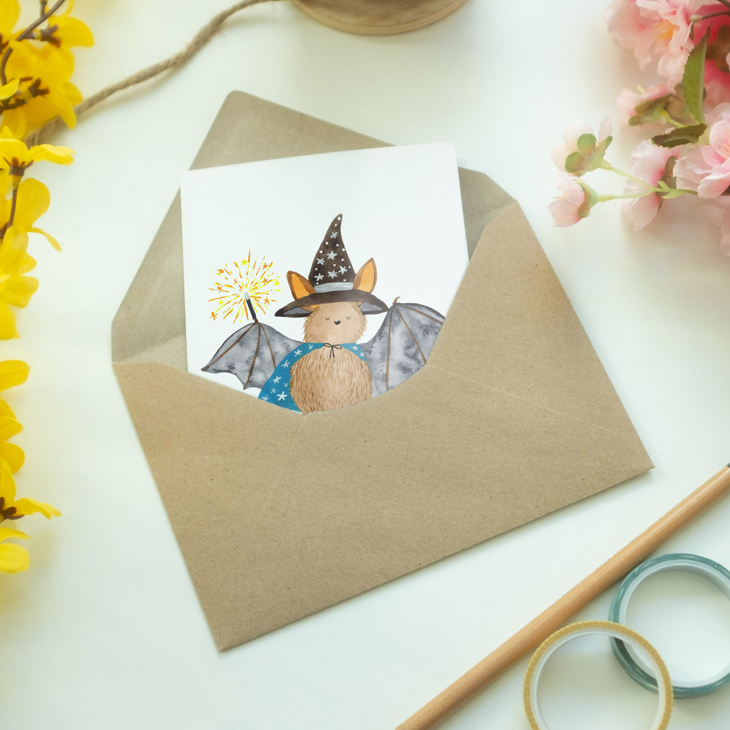 Grußkarte Fledermaus Zauberer Klappkarte, Einladungskarte, Glückwunschkarte, Hochzeitskarte, Geburtstagskarte, Karte, Tiermotive, Gute Laune, lustige Sprüche, Tiere, Fledermaus, Fledermäuse, Zauberer, Magier, Frauen, reinsteigern