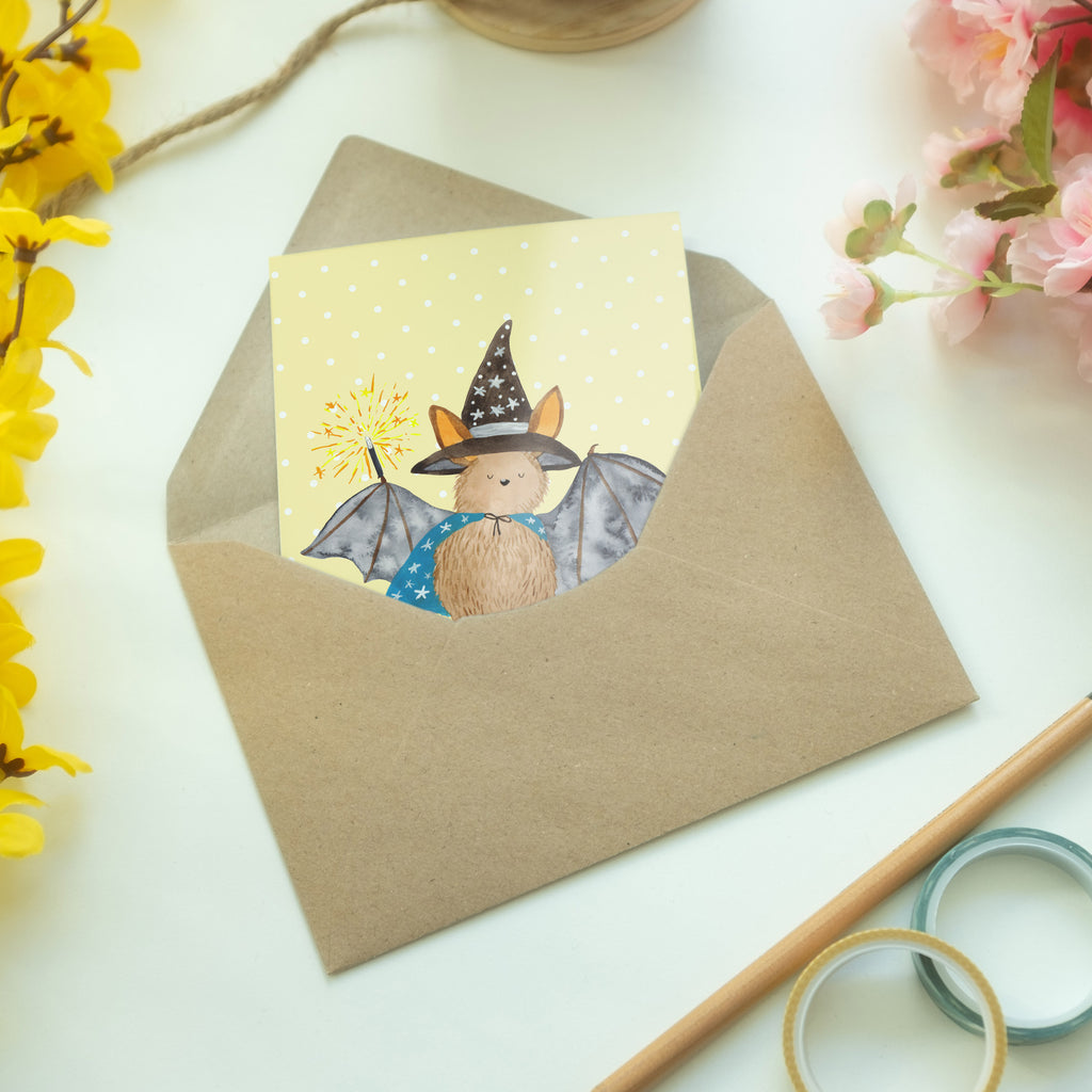 Grußkarte Fledermaus Zauberer Klappkarte, Einladungskarte, Glückwunschkarte, Hochzeitskarte, Geburtstagskarte, Karte, Tiermotive, Gute Laune, lustige Sprüche, Tiere, Fledermaus, Fledermäuse, Zauberer, Magier, Frauen, reinsteigern