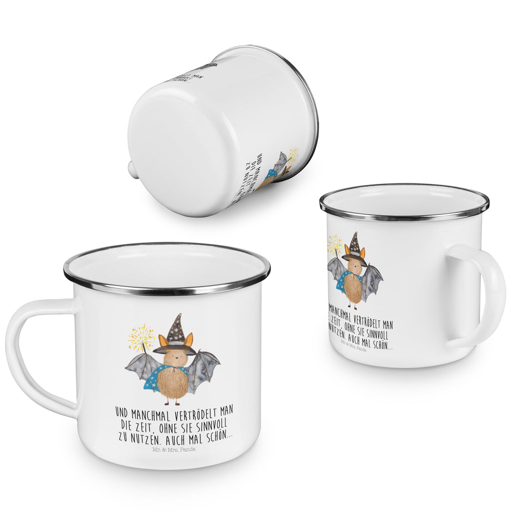 Camping Emaille Tasse Fledermaus Zauberer Campingtasse, Trinkbecher, Metalltasse, Outdoor Tasse, Emaille Trinkbecher, Blechtasse Outdoor, Emaille Campingbecher, Edelstahl Trinkbecher, Metalltasse für Camping, Kaffee Blechtasse, Camping Tasse Metall, Tiermotive, Gute Laune, lustige Sprüche, Tiere, Fledermaus, Fledermäuse, Zauberer, Magier, Frauen, reinsteigern