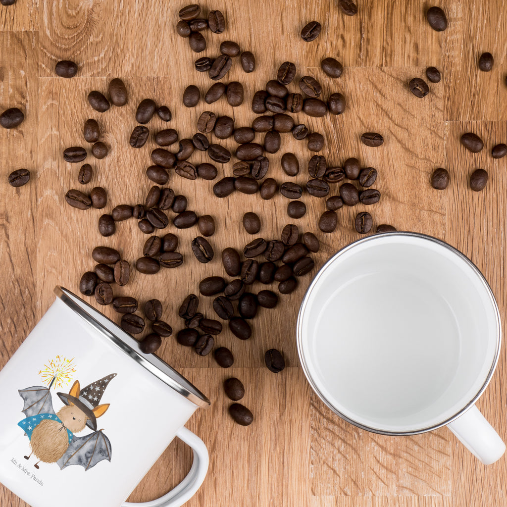 Camping Emaille Tasse Fledermaus Zauberer Campingtasse, Trinkbecher, Metalltasse, Outdoor Tasse, Emaille Trinkbecher, Blechtasse Outdoor, Emaille Campingbecher, Edelstahl Trinkbecher, Metalltasse für Camping, Kaffee Blechtasse, Camping Tasse Metall, Tiermotive, Gute Laune, lustige Sprüche, Tiere, Fledermaus, Fledermäuse, Zauberer, Magier, Frauen, reinsteigern