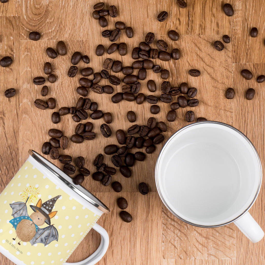 Camping Emaille Tasse Fledermaus Zauberer Campingtasse, Trinkbecher, Metalltasse, Outdoor Tasse, Emaille Trinkbecher, Blechtasse Outdoor, Emaille Campingbecher, Edelstahl Trinkbecher, Metalltasse für Camping, Kaffee Blechtasse, Camping Tasse Metall, Tiermotive, Gute Laune, lustige Sprüche, Tiere, Fledermaus, Fledermäuse, Zauberer, Magier, Frauen, reinsteigern