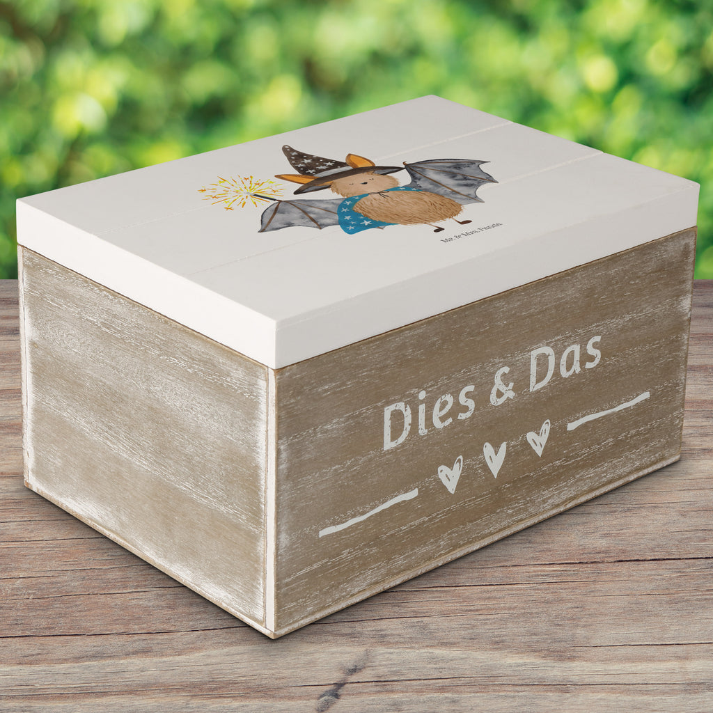 Holzkiste Fledermaus Zauberer Holzkiste, Kiste, Schatzkiste, Truhe, Schatulle, XXL, Erinnerungsbox, Erinnerungskiste, Dekokiste, Aufbewahrungsbox, Tiermotive, Gute Laune, lustige Sprüche, Tiere, Fledermaus, Fledermäuse, Zauberer, Magier, Frauen, reinsteigern