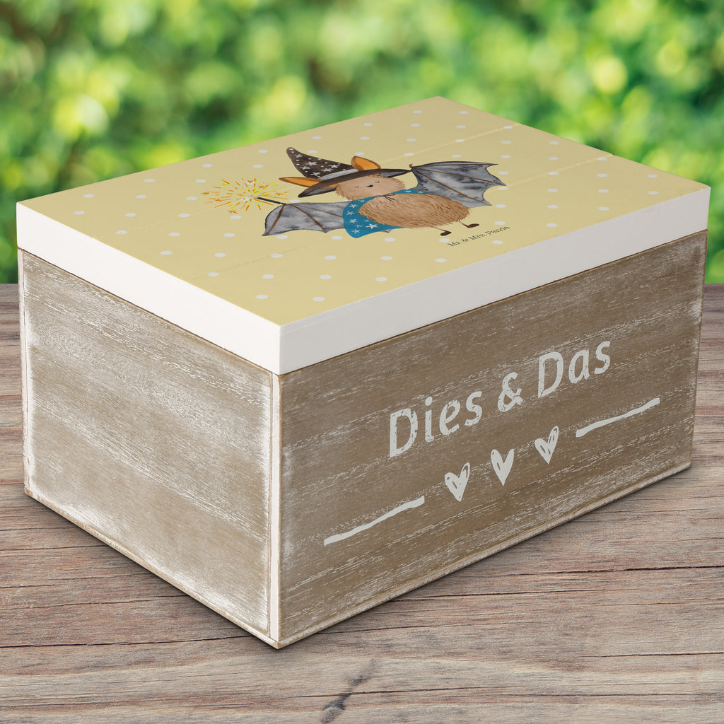 Holzkiste Fledermaus Zauberer Holzkiste, Kiste, Schatzkiste, Truhe, Schatulle, XXL, Erinnerungsbox, Erinnerungskiste, Dekokiste, Aufbewahrungsbox, Tiermotive, Gute Laune, lustige Sprüche, Tiere, Fledermaus, Fledermäuse, Zauberer, Magier, Frauen, reinsteigern