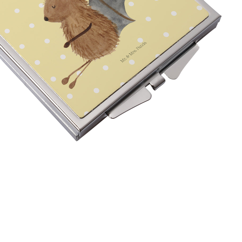Handtaschenspiegel quadratisch Fledermaus sitzend Spiegel, Handtasche, Quadrat, silber, schminken, Schminkspiegel, Tiermotive, Gute Laune, lustige Sprüche, Tiere, Fledermaus, Fledermäuse, Motivation, entspannen