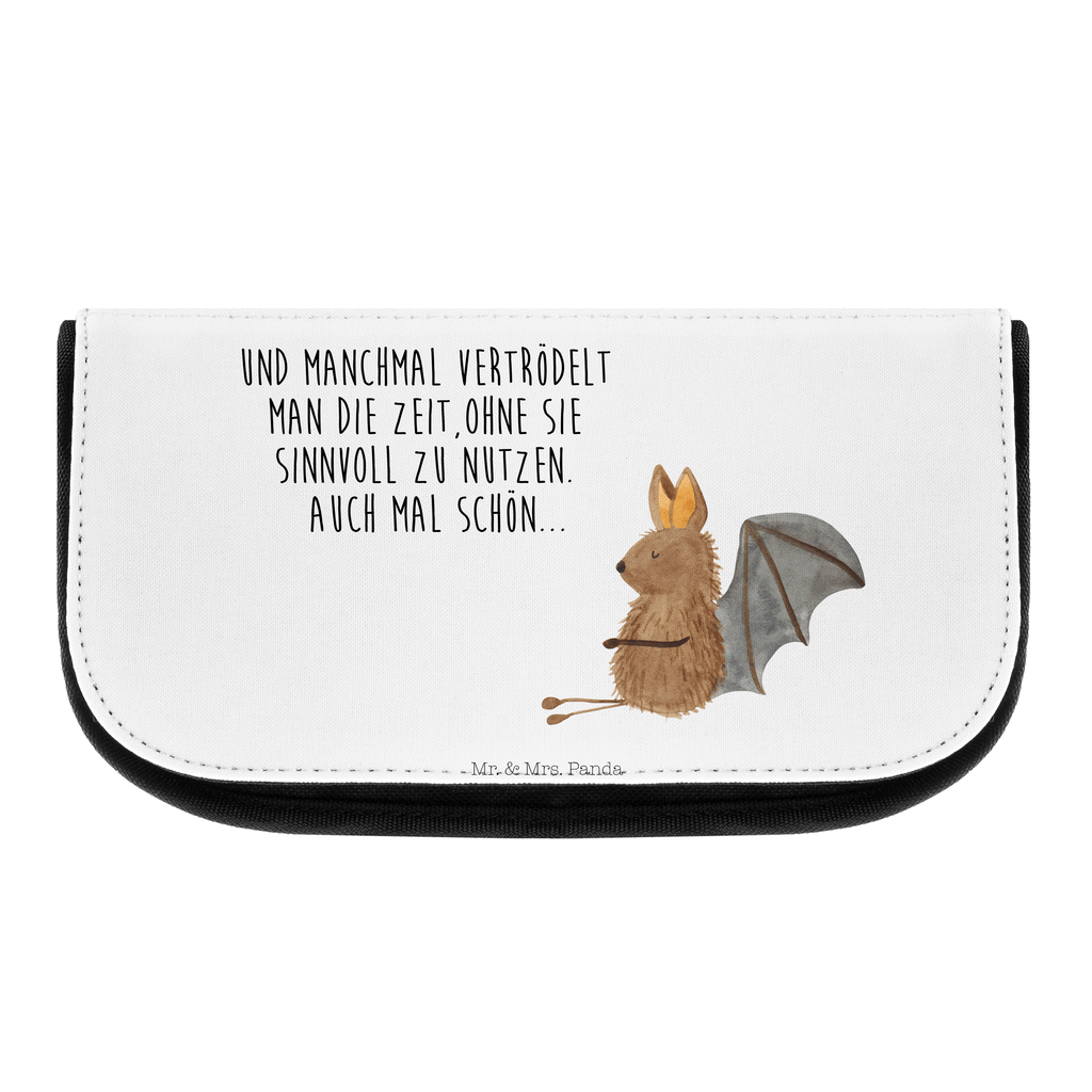 Kosmetiktasche Fledermaus sitzend Kosmetikbeutel, Kulturtasche, Kulturbeutel, Schminktasche, Make-Up Tasche, Tiermotive, Gute Laune, lustige Sprüche, Tiere, Fledermaus, Fledermäuse, Motivation, entspannen