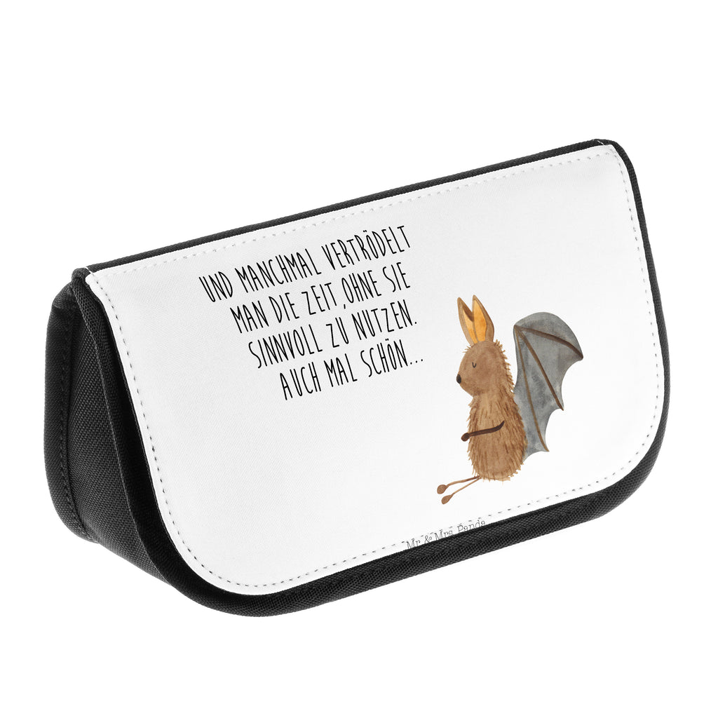 Kosmetiktasche Fledermaus sitzend Kosmetikbeutel, Kulturtasche, Kulturbeutel, Schminktasche, Make-Up Tasche, Tiermotive, Gute Laune, lustige Sprüche, Tiere, Fledermaus, Fledermäuse, Motivation, entspannen
