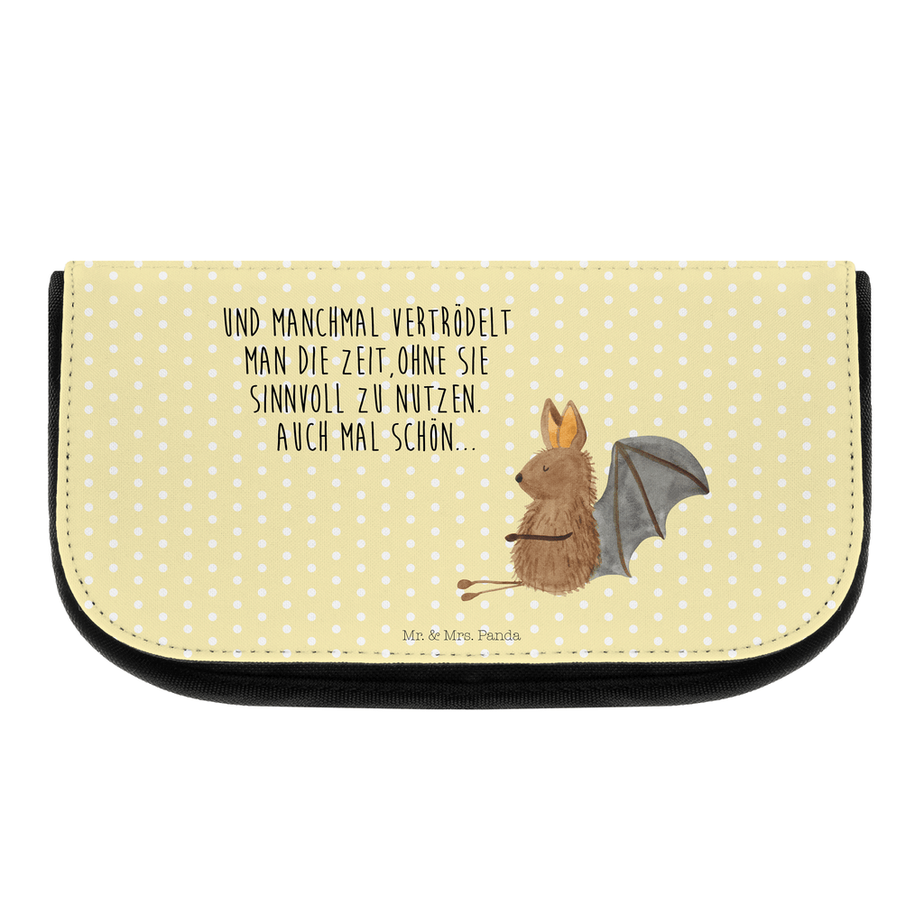 Kosmetiktasche Fledermaus sitzend Kosmetikbeutel, Kulturtasche, Kulturbeutel, Schminktasche, Make-Up Tasche, Tiermotive, Gute Laune, lustige Sprüche, Tiere, Fledermaus, Fledermäuse, Motivation, entspannen