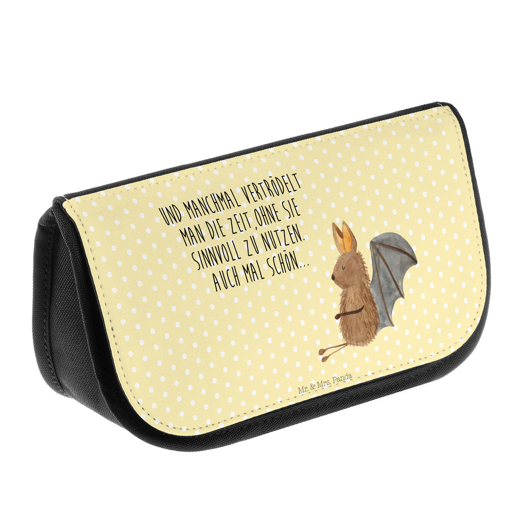 Kosmetiktasche Fledermaus sitzend Kosmetikbeutel, Kulturtasche, Kulturbeutel, Schminktasche, Make-Up Tasche, Tiermotive, Gute Laune, lustige Sprüche, Tiere, Fledermaus, Fledermäuse, Motivation, entspannen