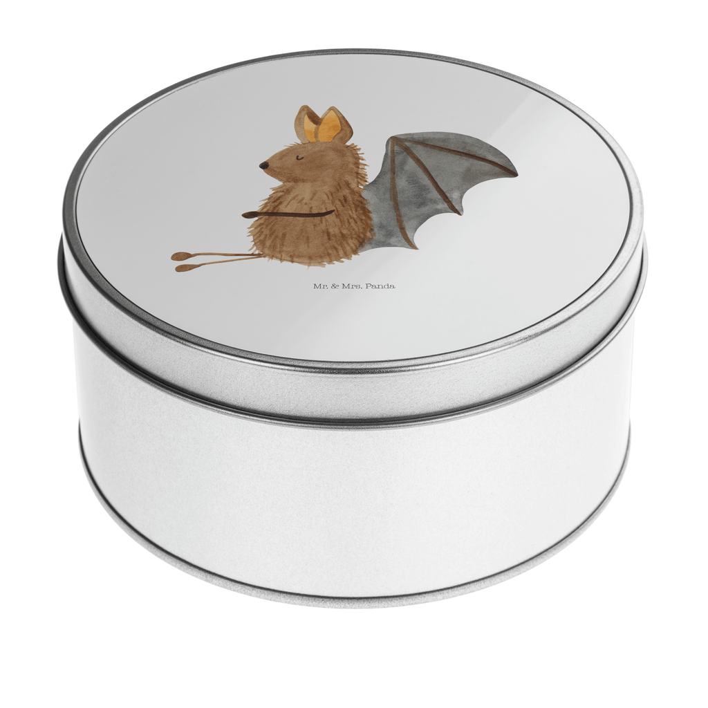 Blechdose rund Fledermaus sitzend Metalldose, Keksdose, Dose, Vorratsdose, Geschenkbox, Tiermotive, Gute Laune, lustige Sprüche, Tiere, Fledermaus, Fledermäuse, Motivation, entspannen